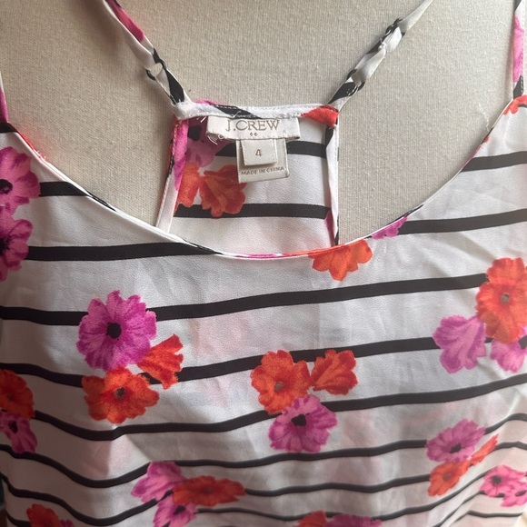 J Crew Size 4 Printed Racerback Cami Floral Stripes Style  58920 top cami -Q - Picture 1 of 3